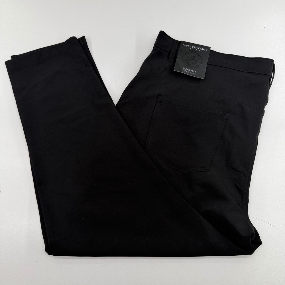 Rugby University Mens Ultra Flex 5-Pocket Pant Black Super Stretch Size 44 x 30